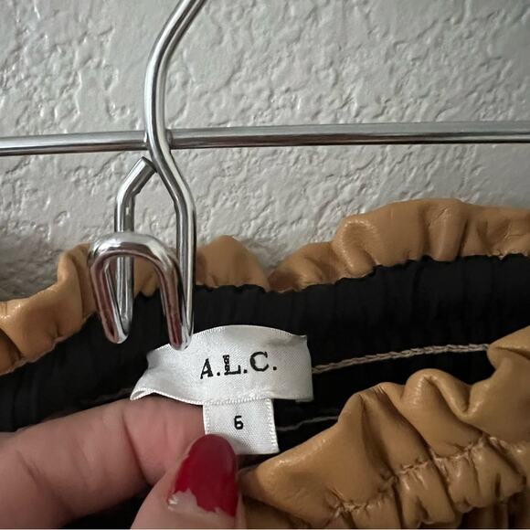 A.L.C. Jenny Shirred Faux Leather Mini Skirt - Picture 5 of 7